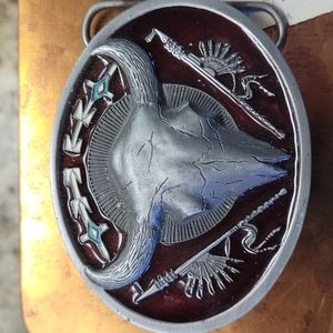 Vintage  C & J 1991 Bull Skull Belt Buckle